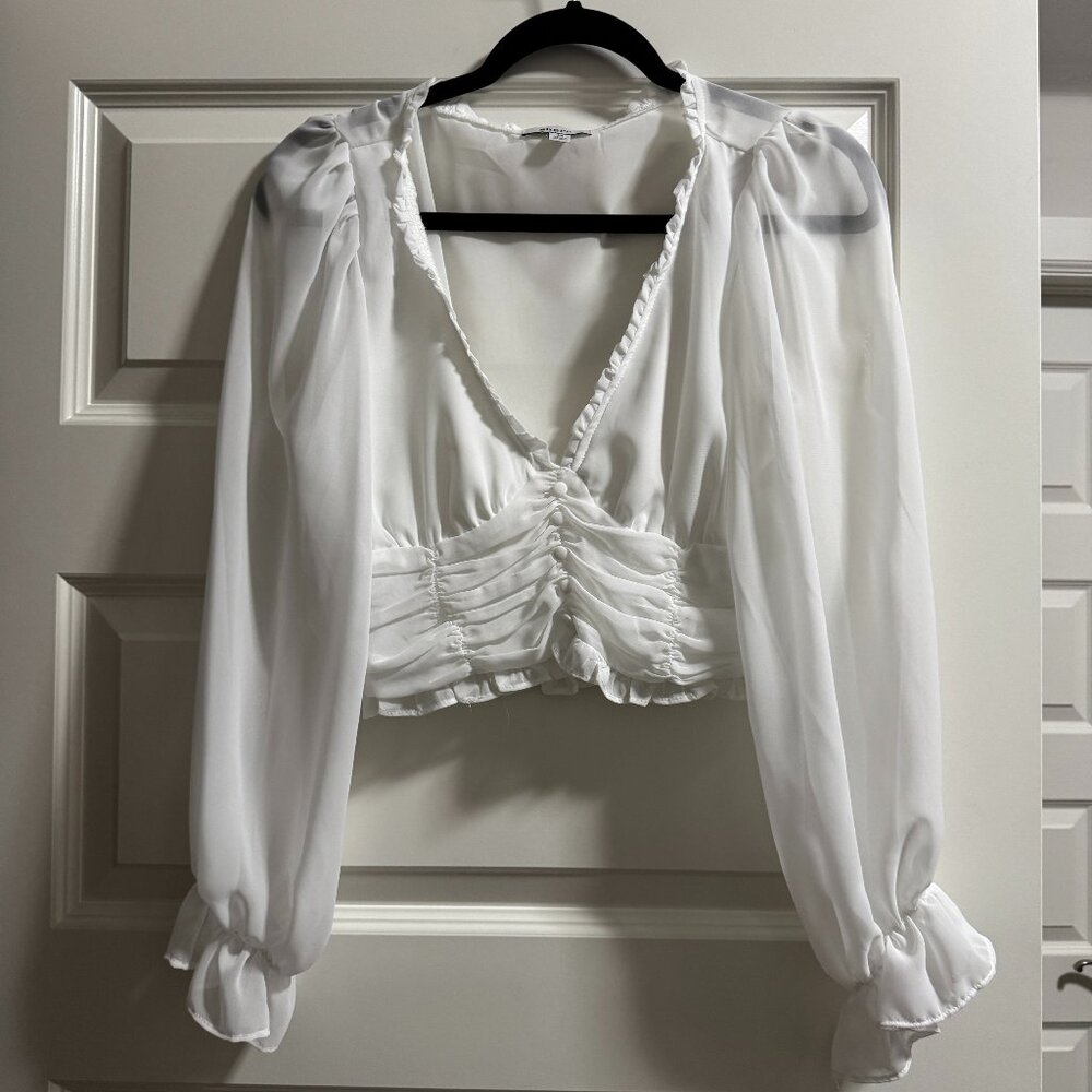 White cropped sheer top by Shero in size M